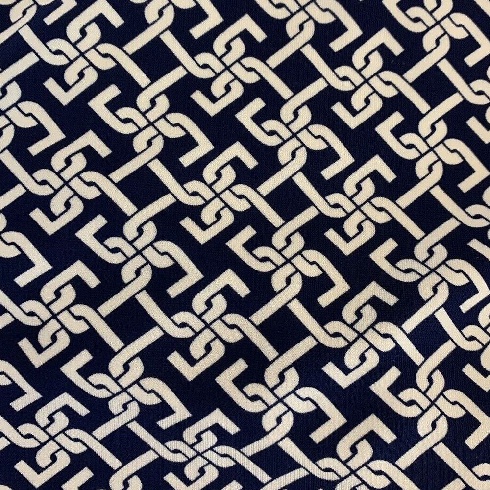 Talbots Faux Wrap 3/4 Sleeve Navy Chain Shirt Print Small Stretch Minimalist - Picture 9 of 12